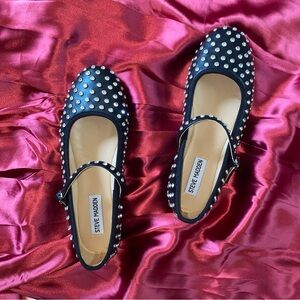 NWT never worn Steve Madden Vinetta black leather rhinestone mary jane flats